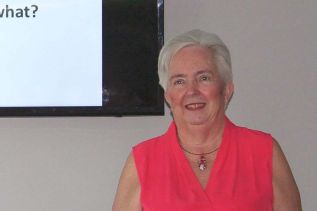 Joyce Fingland, past chair of the Kingston branch of the Ontario Genealogical Society, spoke on DNA testing to determine ancestry at the Parham branch of the Kingston Frontenac Library Saturday. Photo/Craig Bakay